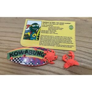 Sewer Surfer Mike Teenage Mutant Ninja Turtles TMNT 1990 card & accessories only